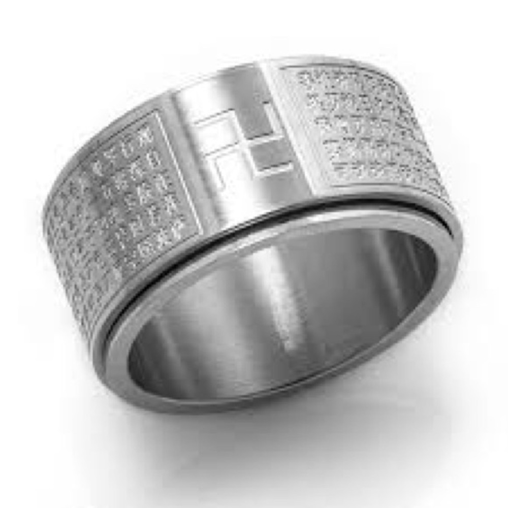 Stainless steel Silver Men's Ring rotatable size: 11
